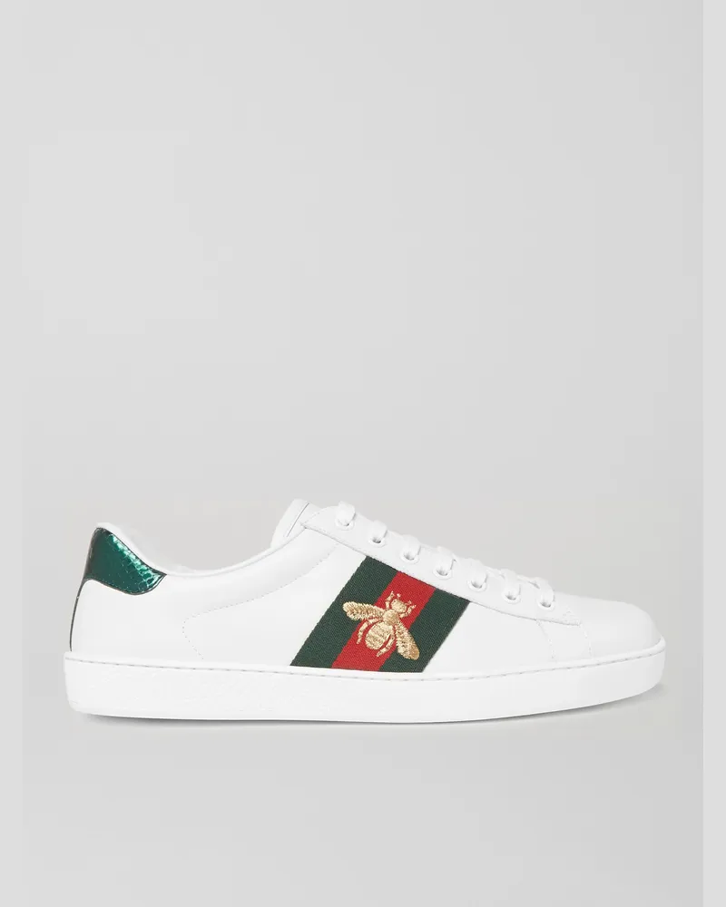 Gucci Ace Embroidered Leather Sneakers White
