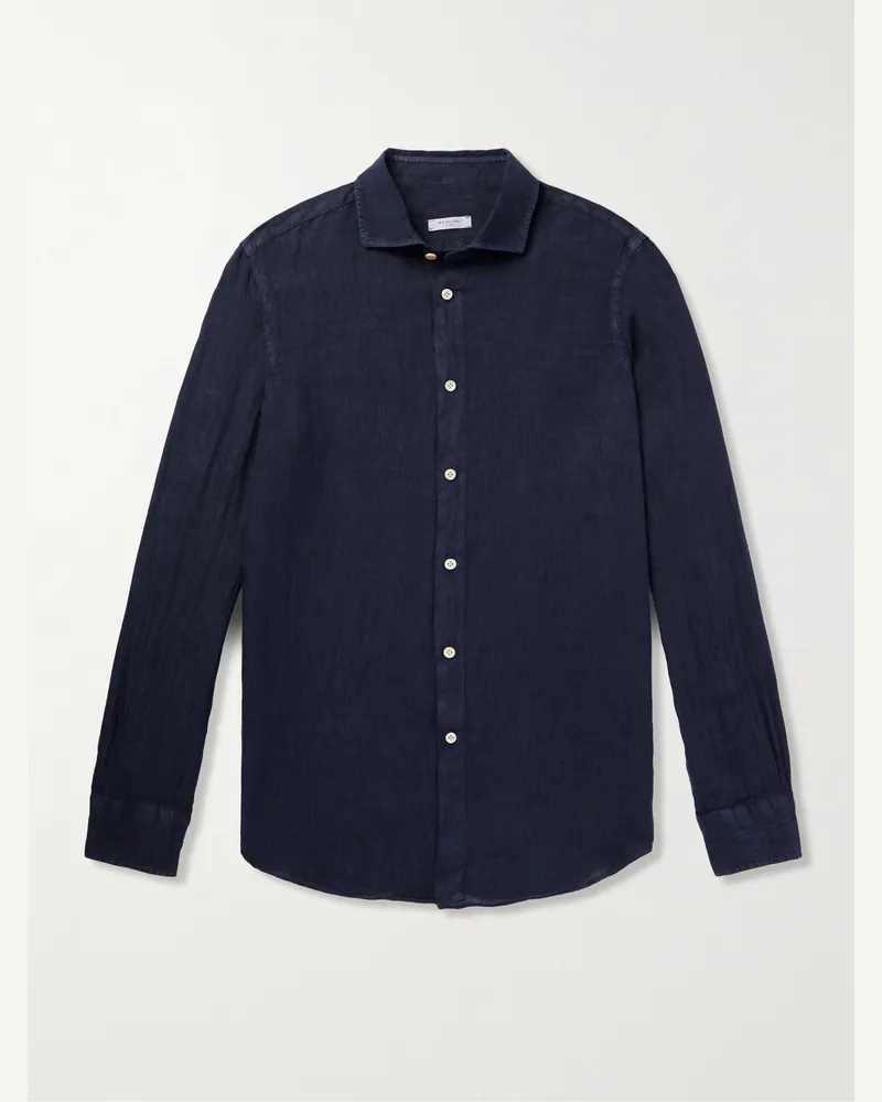 Boglioli Hemd aus Leinen Blau