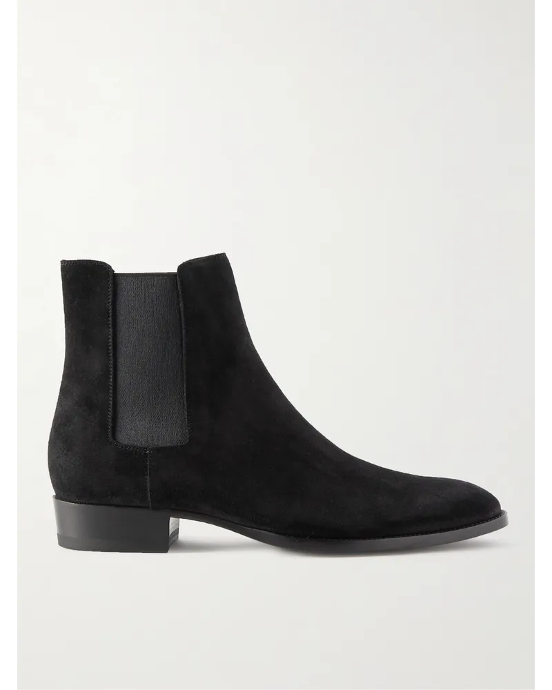 Saint Laurent Wyatt Chelsea Boots aus Veloursleder Schwarz