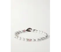 Mikia Armband mit silberfarbenen Details, Muschel und Zierperlen aus Howlith Weiß