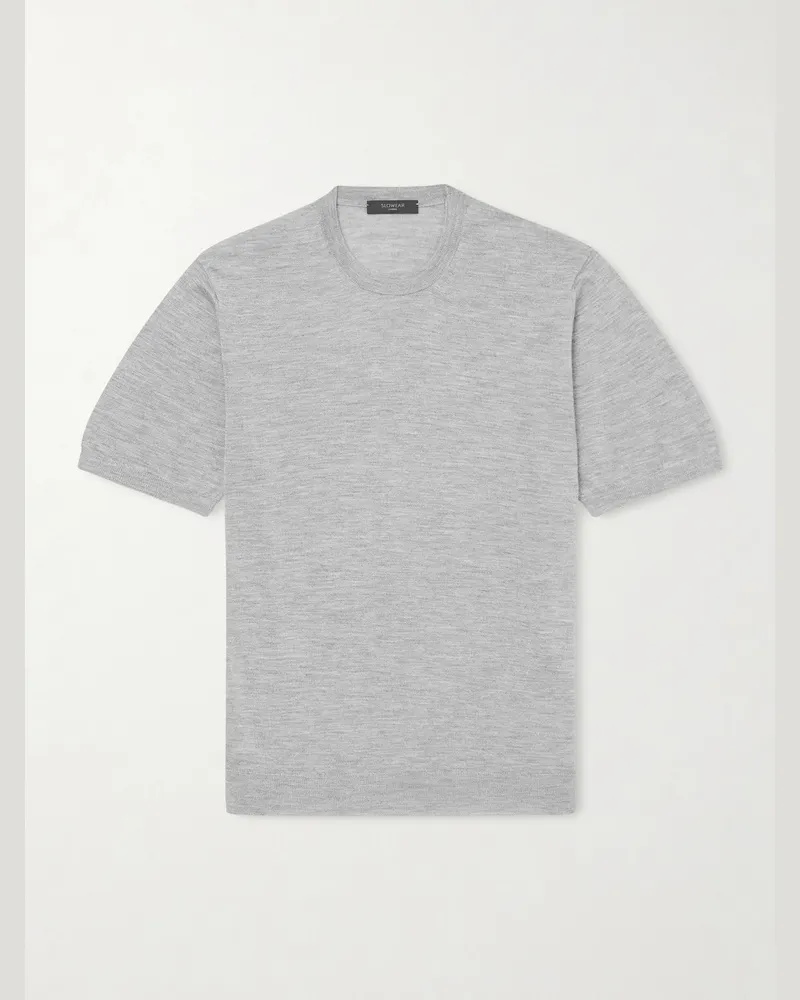 Slowear T-Shirt aus einer Kaschmir-Seidenmischung Grau