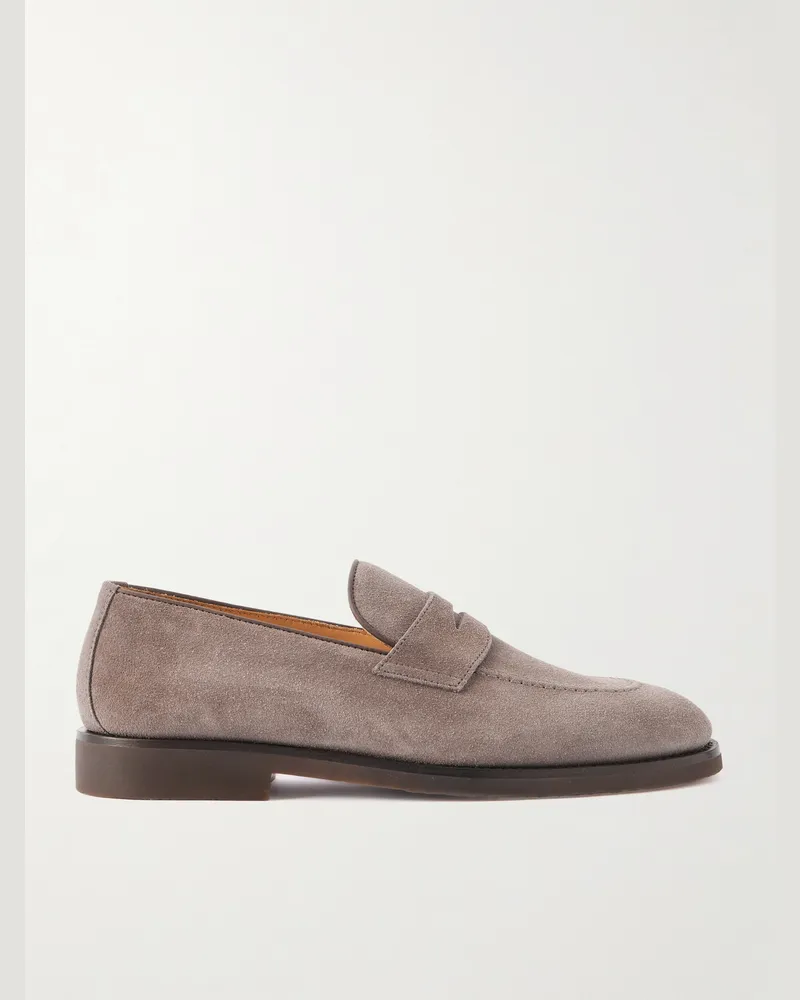 Brunello Cucinelli Suede Penny Loafers Brown