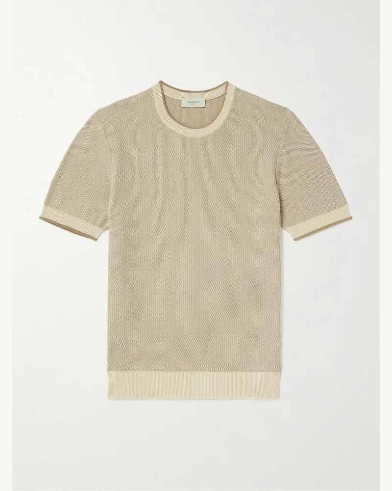 PIACENZA 1733 T-Shirt aus Baumwolle in Waffelstrick Neutral