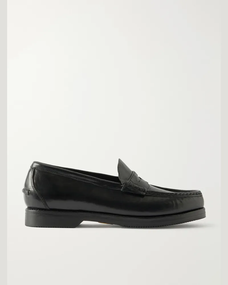 Visvim Fabro-Folk Leather Loafers Black