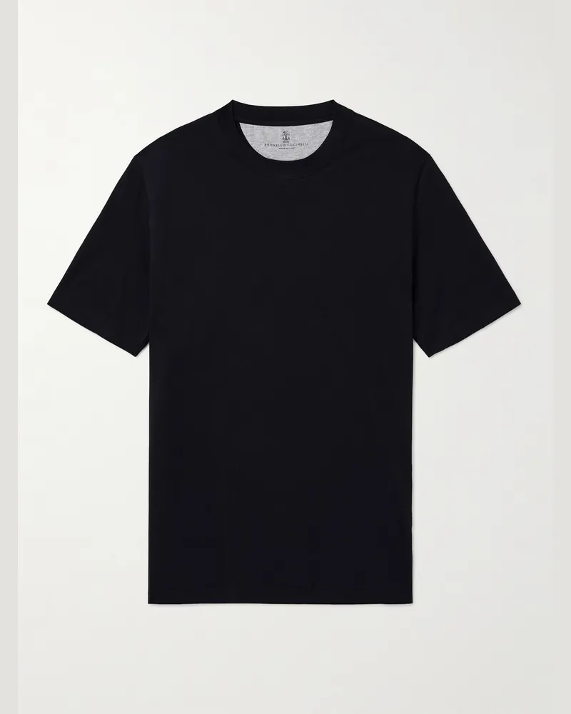 Brunello Cucinelli T-Shirt aus Baumwoll-Jersey Blau