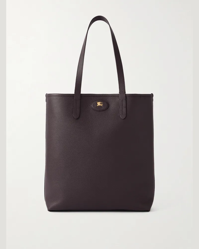 Burberry Wendbare Tote aus vollnarbigem Leder und kariertem Canvas Braun