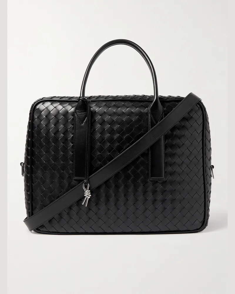 Bottega Veneta Intrecciato Leather Briefcase Black