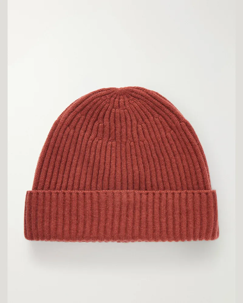 Brunello Cucinelli Ribbed Cashmere Beanie Brown