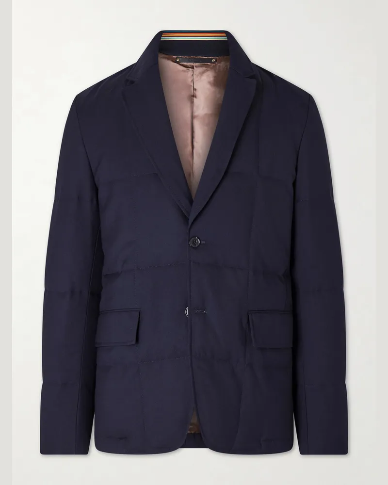 Paul Smith Quilted Wool-Twill Down Blazer Blue