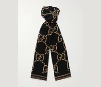 Schal aus Wolle mit Intarsienlogomotiv