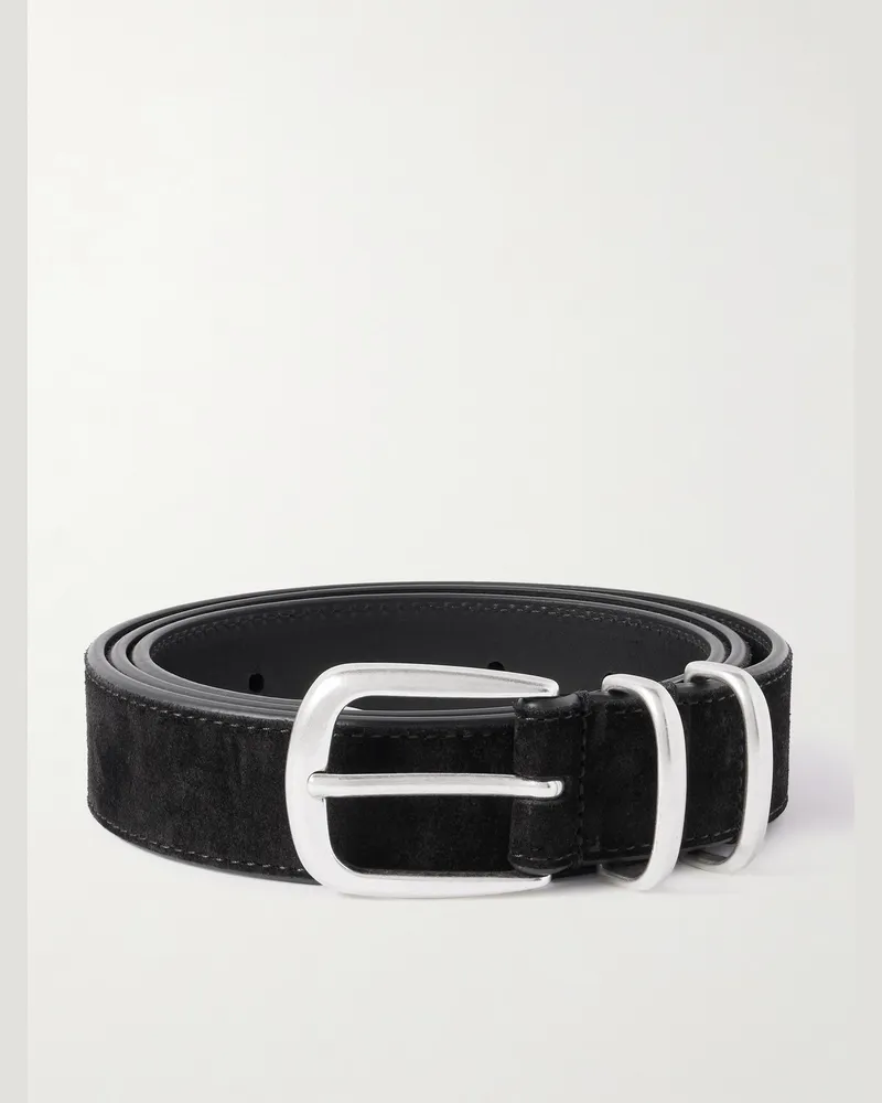 Officine Creative Italia Gürtel aus Veloursleder, 3 cm Schwarz