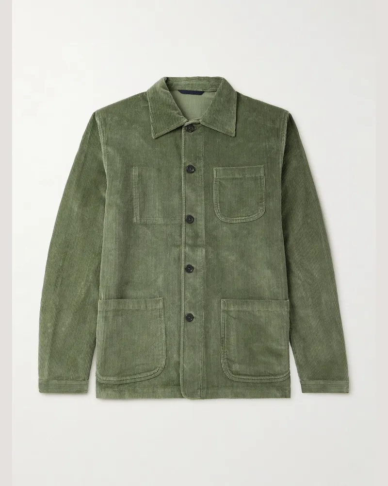 Sid Mashburn Hemdjacke aus Baumwollcord Grün