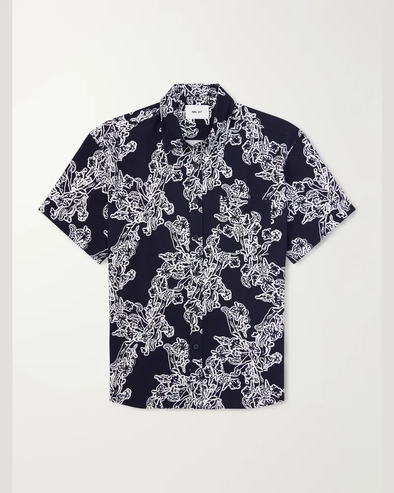 NN 07 Deon Print 50055 Shirt Blue