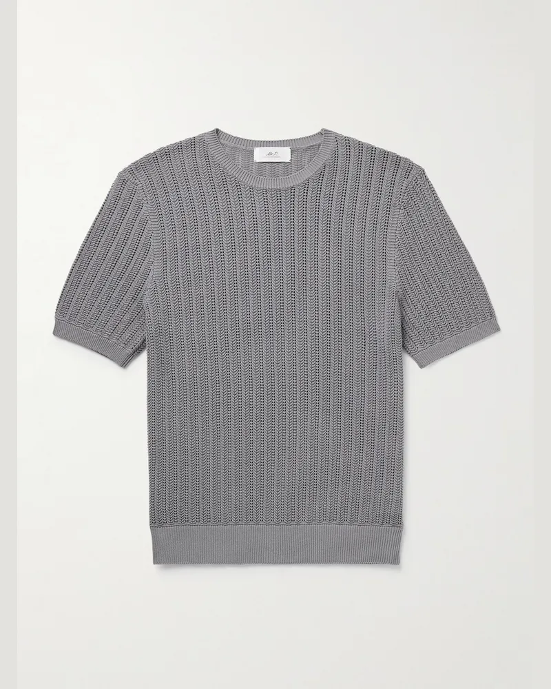 MR P. Pointelle-Knit Organic Cotton T-Shirt Gray