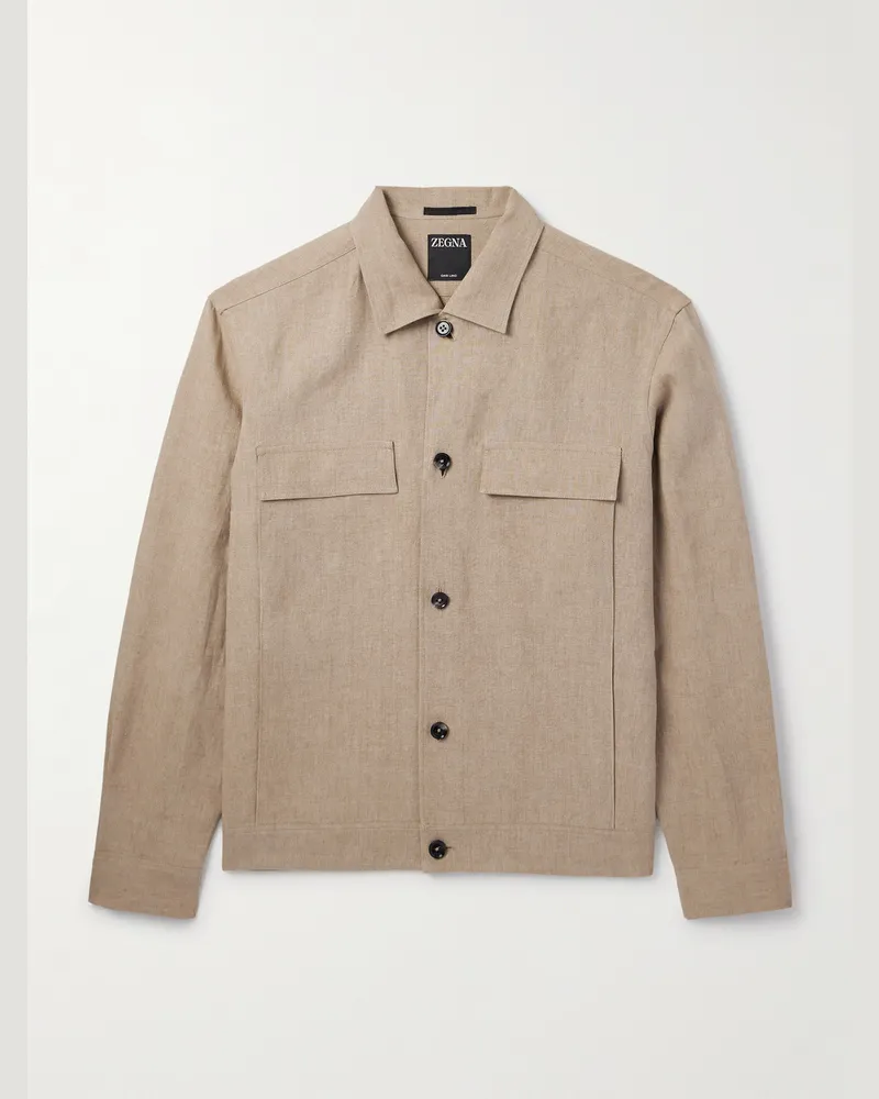 Ermenegildo Zegna Hemdjacke aus Leinen Neutral
