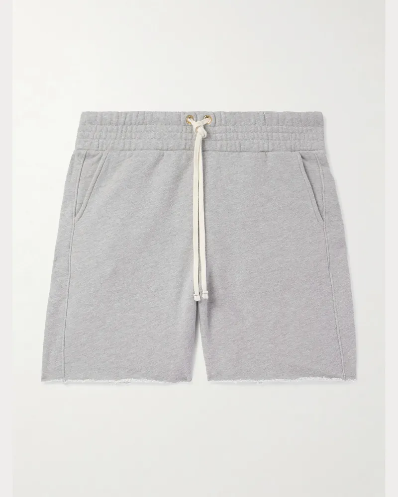 LES TIEN Straight-Leg Garment-Dyed Cotton-Jersey Drawstring Shorts Gray