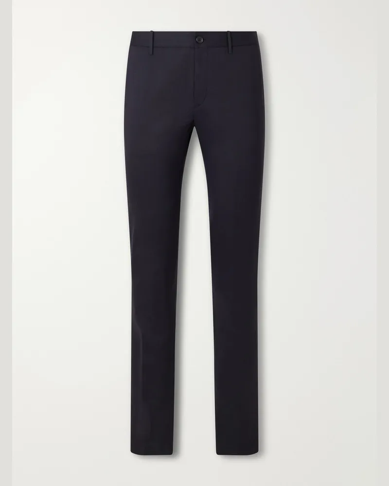 Slowear Straight-Leg Wool-Blend Tekno Flannel Trousers Blue