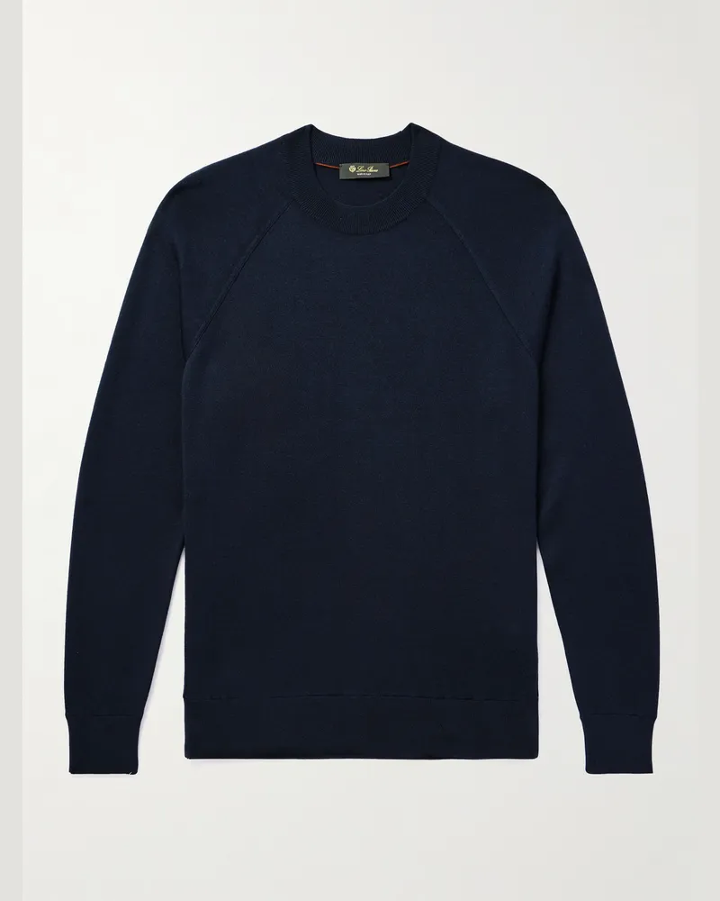 Loro Piana Cashmere, Virgin Wool and Silk-Blend Sweater Blue