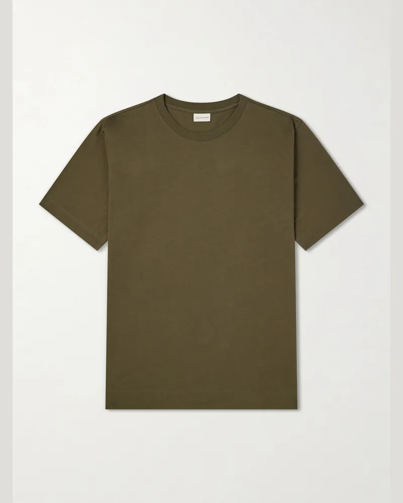 Dries van Noten Hertz Cotton-Jersey T-Shirt Green