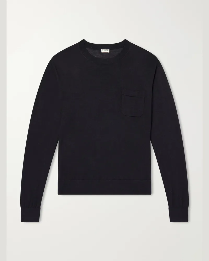Totême Merino Wool and Silk-Blend Sweater Black