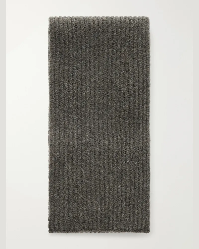 Slowear Ribbed Wool-Blend Scarf Green