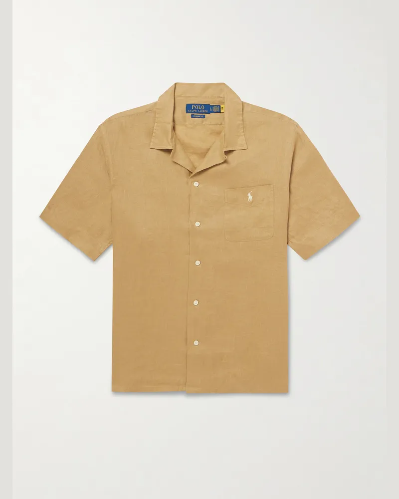 Ralph Lauren Clady Hemd aus Leinen mit Logostickerei Orange