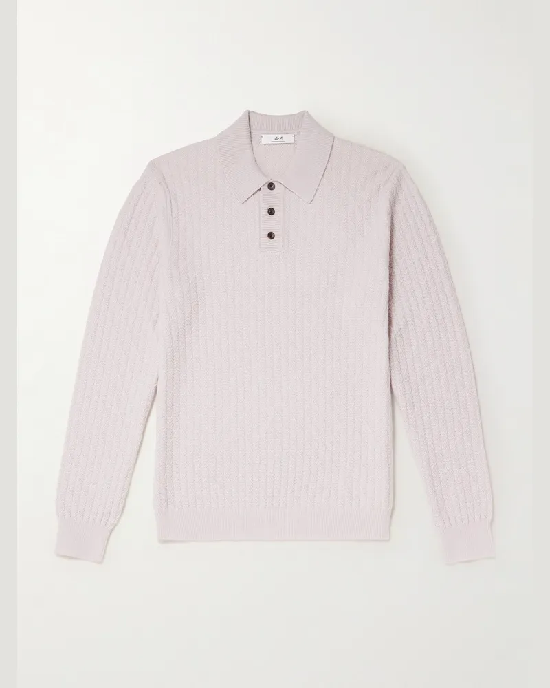 MR P. Pullover aus einer strukturierten Woll-Kamelhaarmischung mit Polokragen Grau
