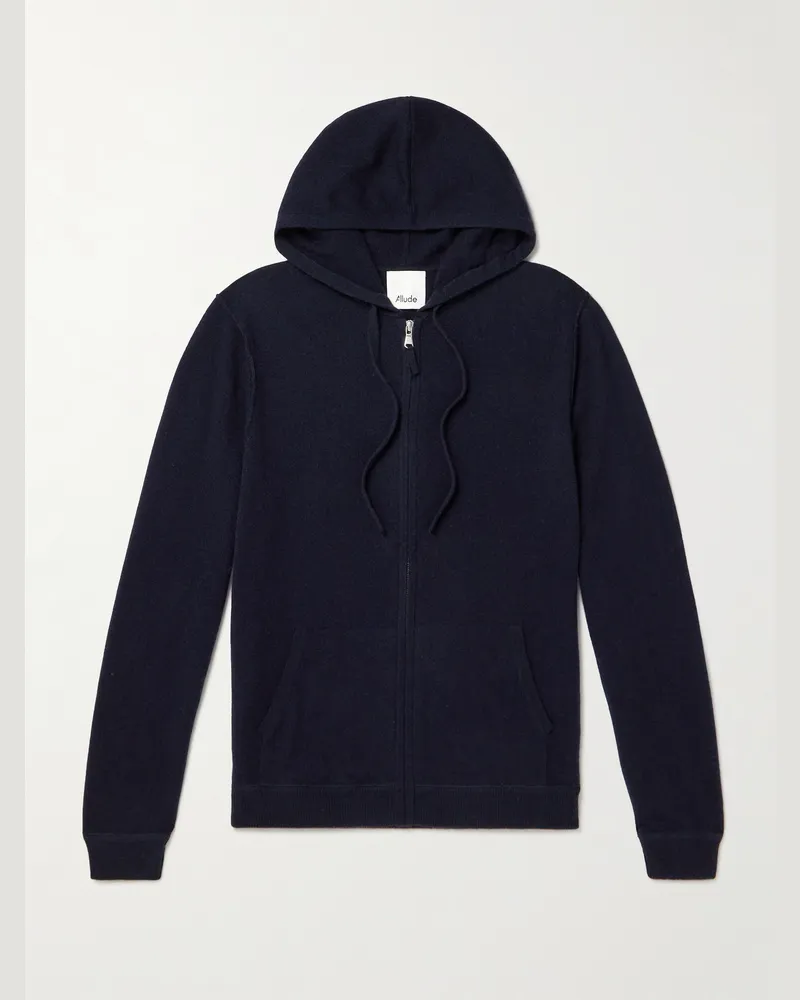 ALLUDE Kapuzenjacke aus einer Schurwoll-Kaschmirmischung mit Reißverschluss Blau