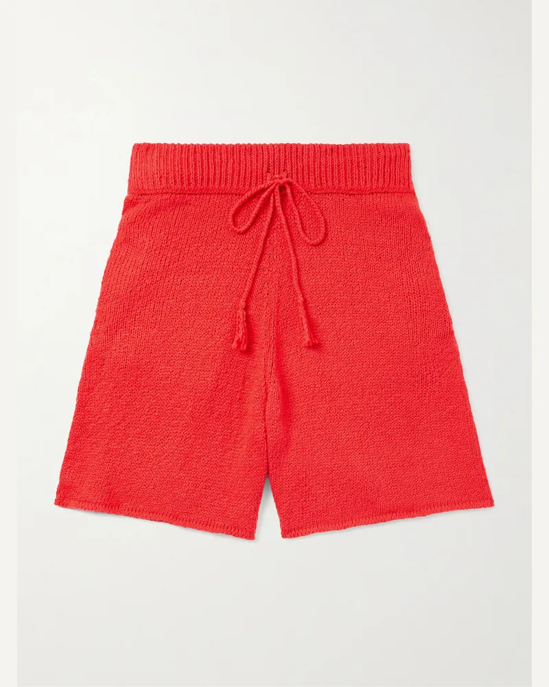 Cherry Los Angeles Straight-Leg Cotton Drawstring Shorts Red