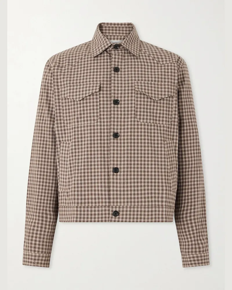 Oliver Spencer Witley Checked Cotton-Blend Jacket Brown