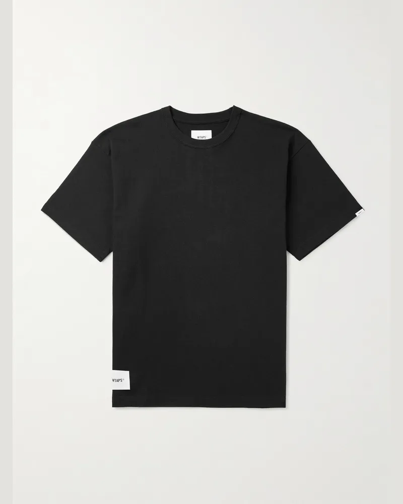 WTAPS Logo-Appliquéd Cotton-Jersey T-Shirt Black