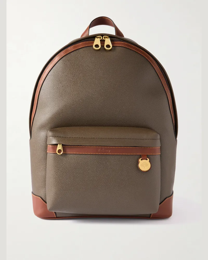 Mulberry Heritage Leather-Trimmed Eco Scotchgrain Backpack Green