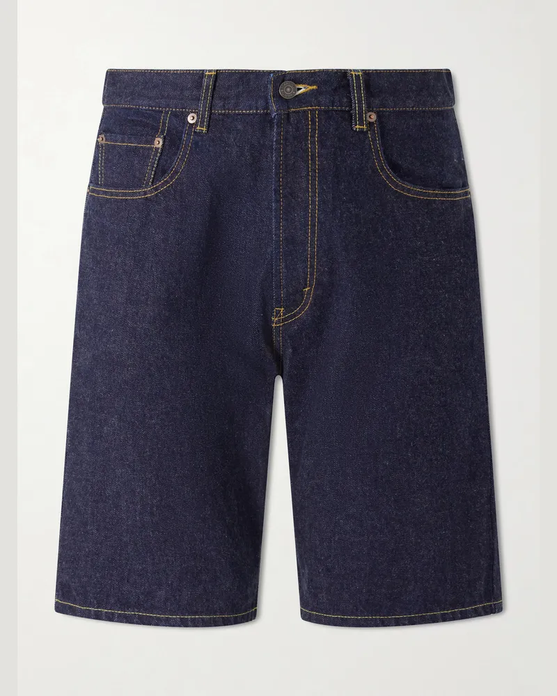 Beams Plus Straight-Leg Denim Shorts Blue