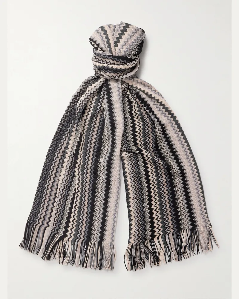 Missoni Schal aus einer Wollmischung mit Fransen Neutral