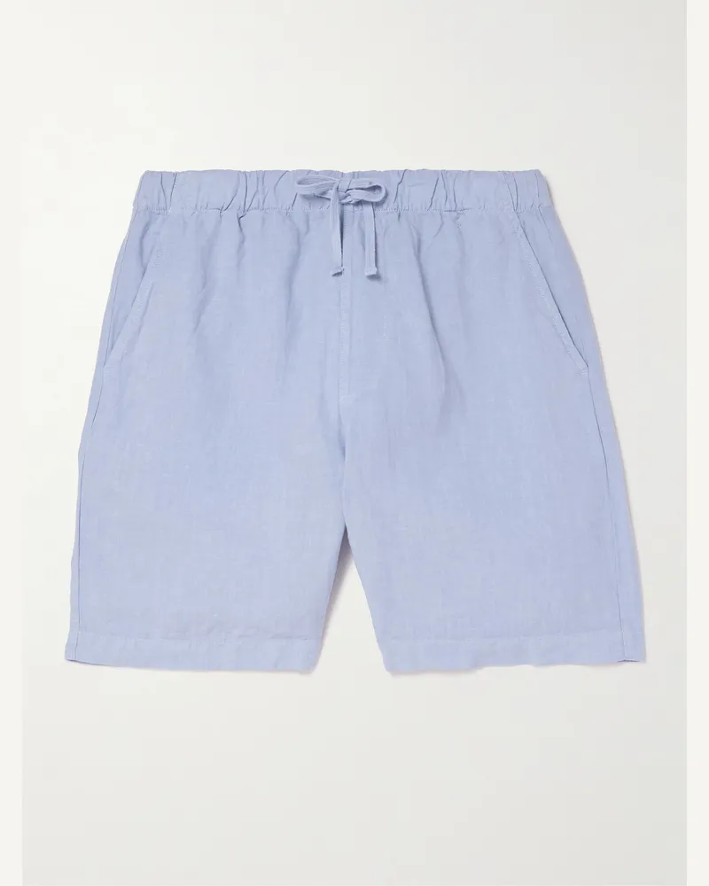 Hartford Joggy Straight-Leg Linen Bermuda Shorts Blue