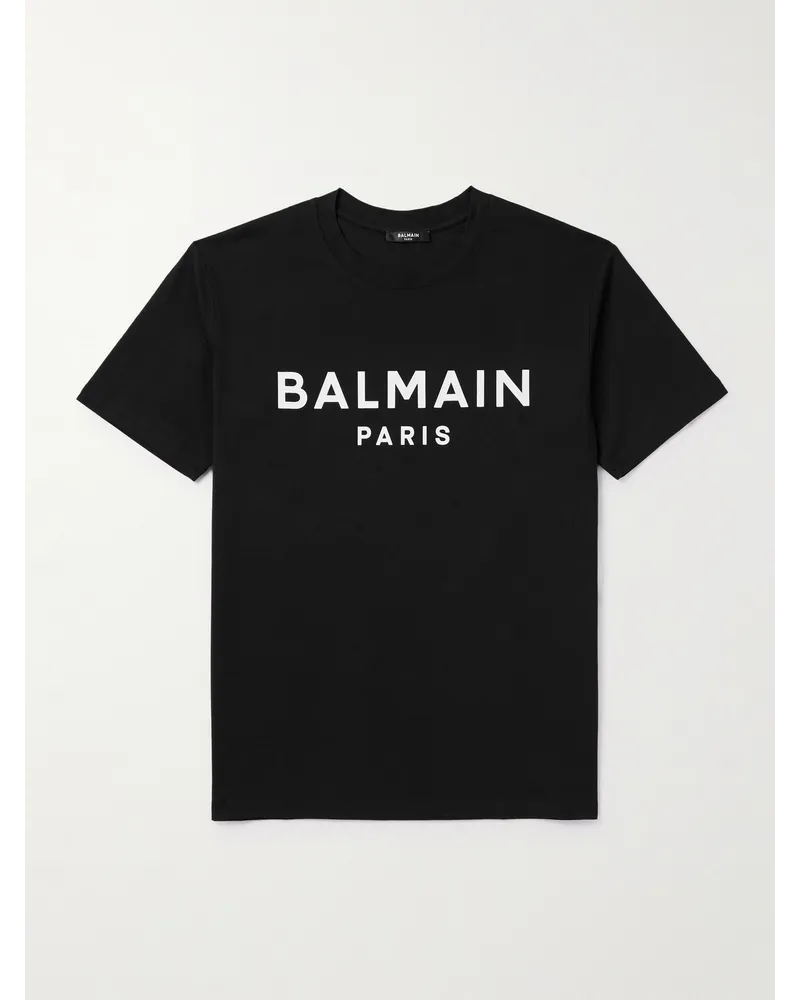 Balmain T-Shirt aus Baumwoll-Jersey mit Logoprint Schwarz