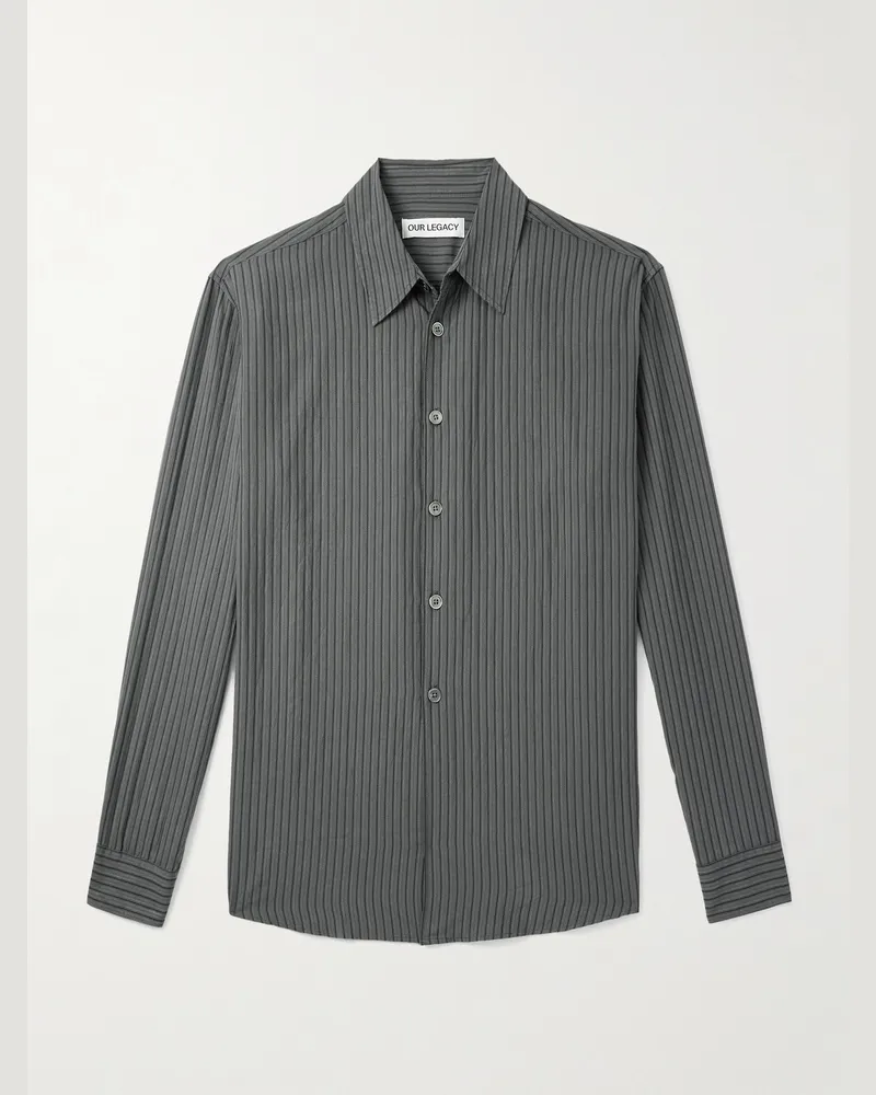 Our Legacy Beyond Oversized-Hemd aus gestreiftem Crêpe Grau