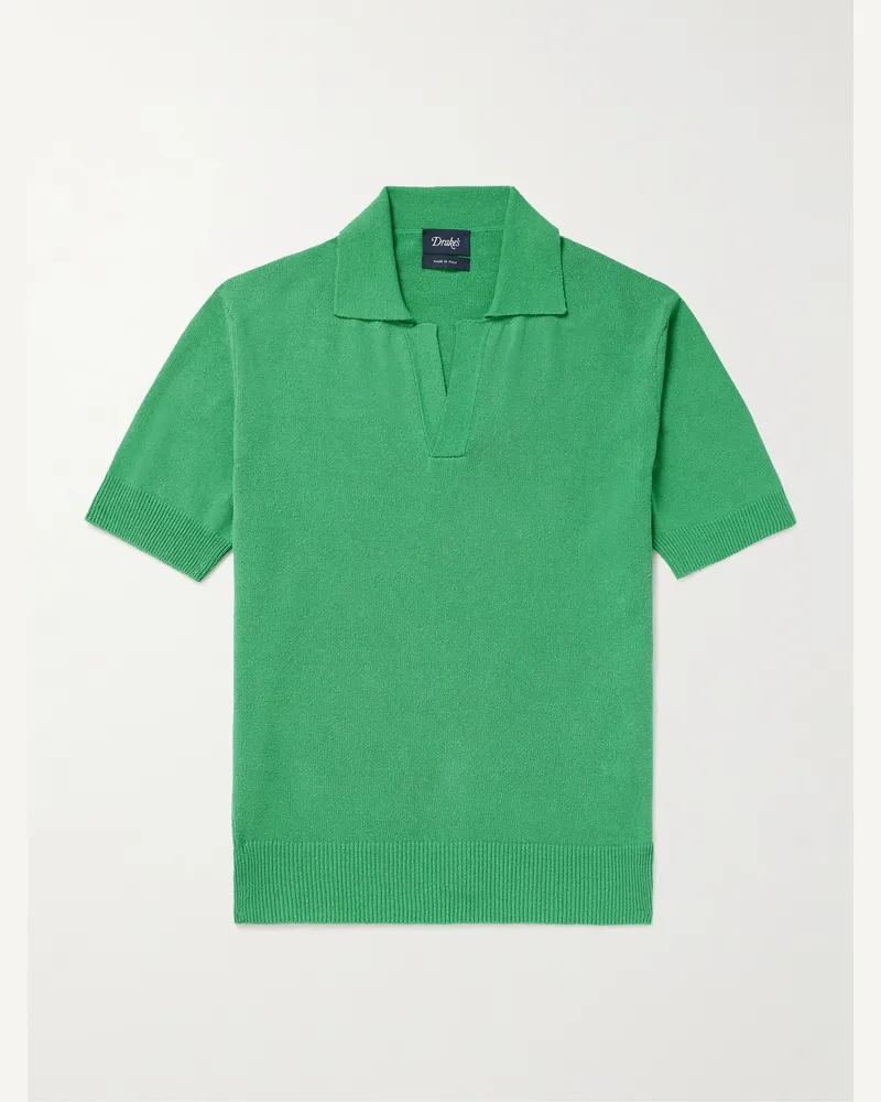 Drake's Polohemd aus einer Leinen-Baumwollmischung Grün