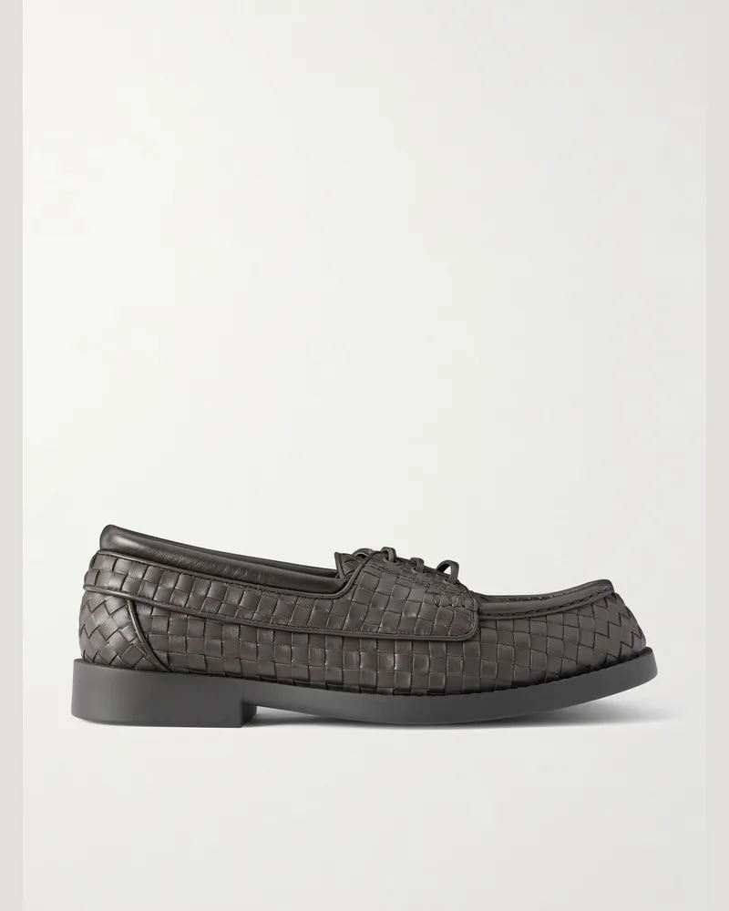 Bottega Veneta Bolivar Intrecciato Leather Loafers Brown
