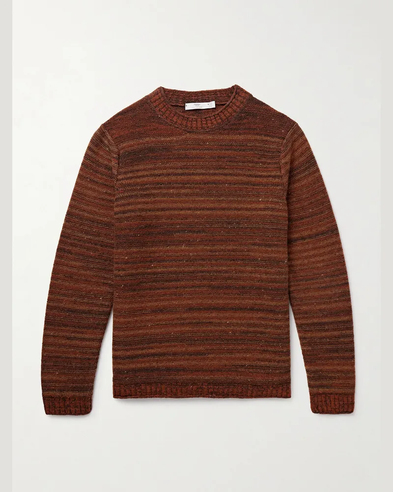 Inis Meáin Gestreifter Pullover aus einer Merinowoll-Kaschmirmischung Braun
