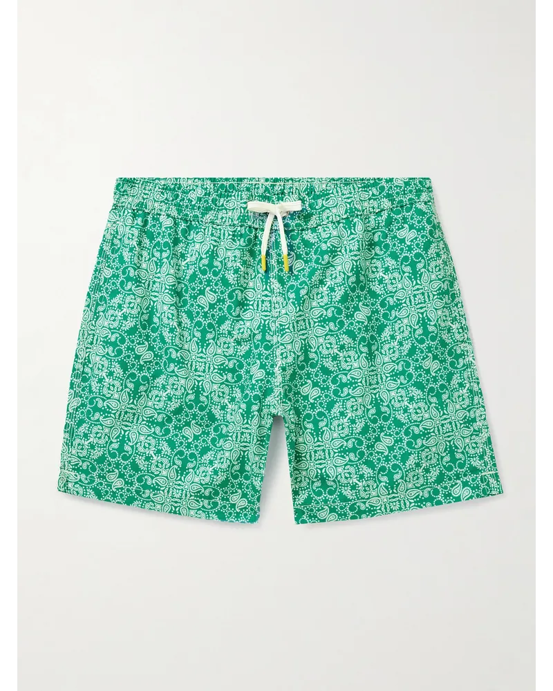 Hartford Gerade geschnittene mittellange Badeshorts mit Paisley-Print Grün