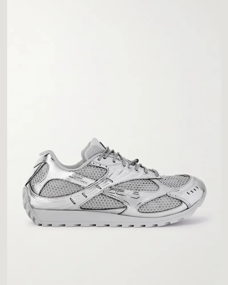 Bottega Veneta Orbit Sneakers aus Metallic-Gummi und Mesh Grau