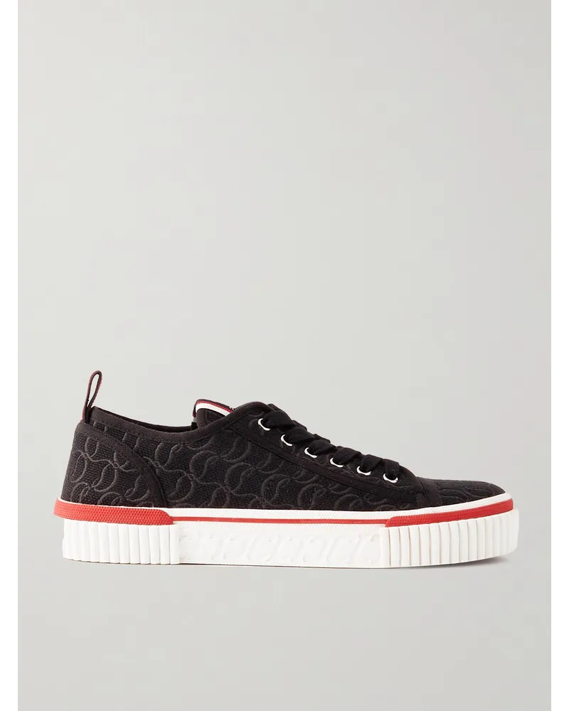 Christian Louboutin Pedro Junior Sneakers aus Canvas mit Jacquard-Logomuster Schwarz