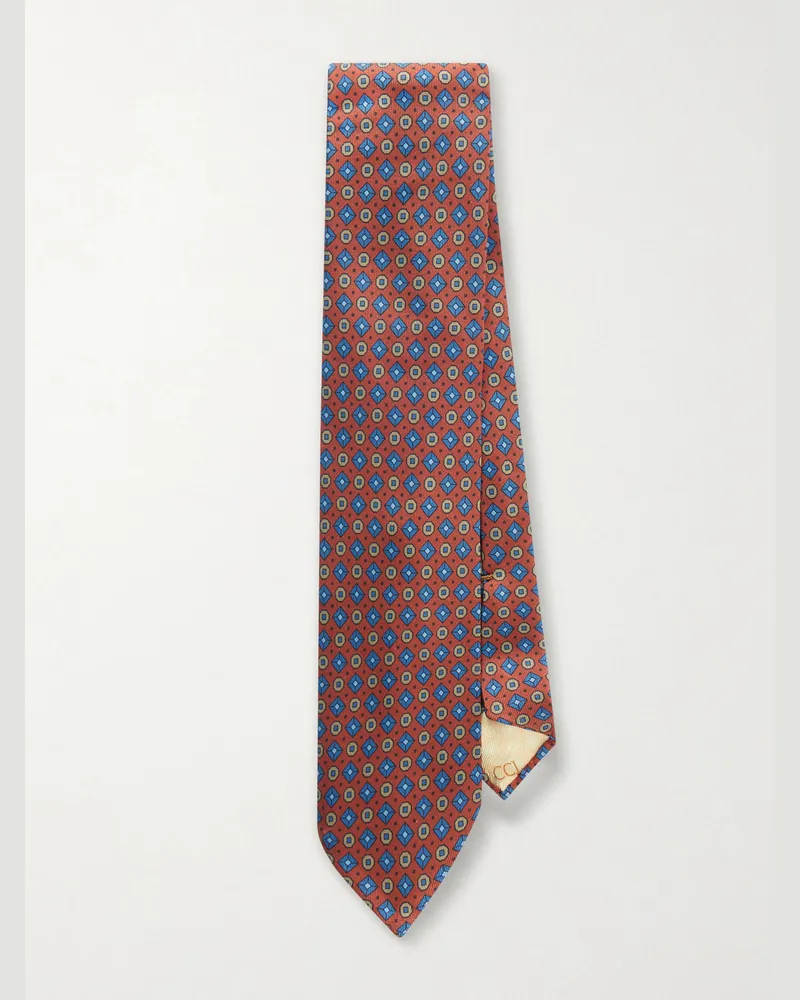 Rubinacci 8cm Printed Silk-Twill Tie Red