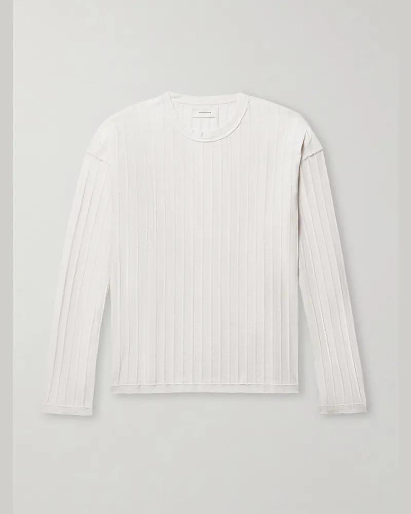 Mfpen Ribbed Cotton-Jersey T-Shirt Neutrals