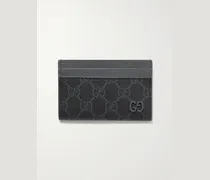 GG Supreme Monogrammed Coated-Canvas and Pebble-Grain Leather Cardholder
