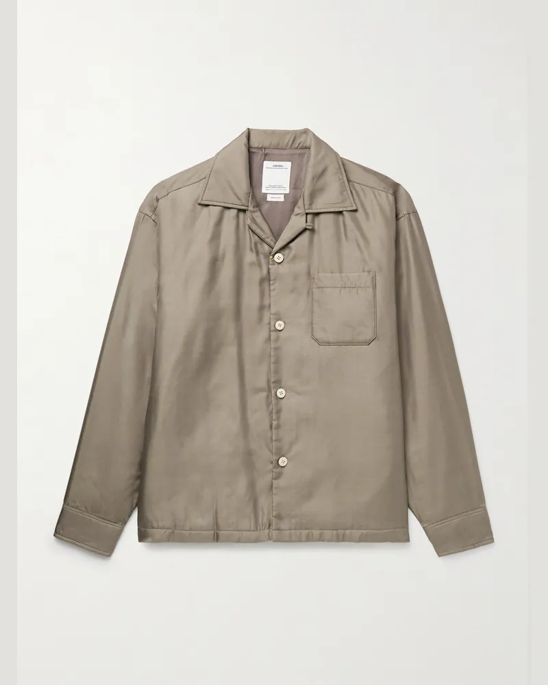 Visvim Keesey Hemdjacke aus wattiertem Seiden-Twill mit wandelbarem Kragen Grün
