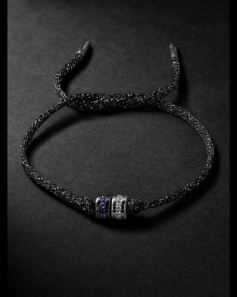 Carolina Bucci Forte Blackened and White Gold, Sapphire, Diamond and Lurex Bracelet Black