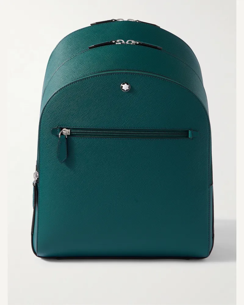 Montblanc Sartorial mittelgroßer Rucksack aus quergemasertem Leder Blau