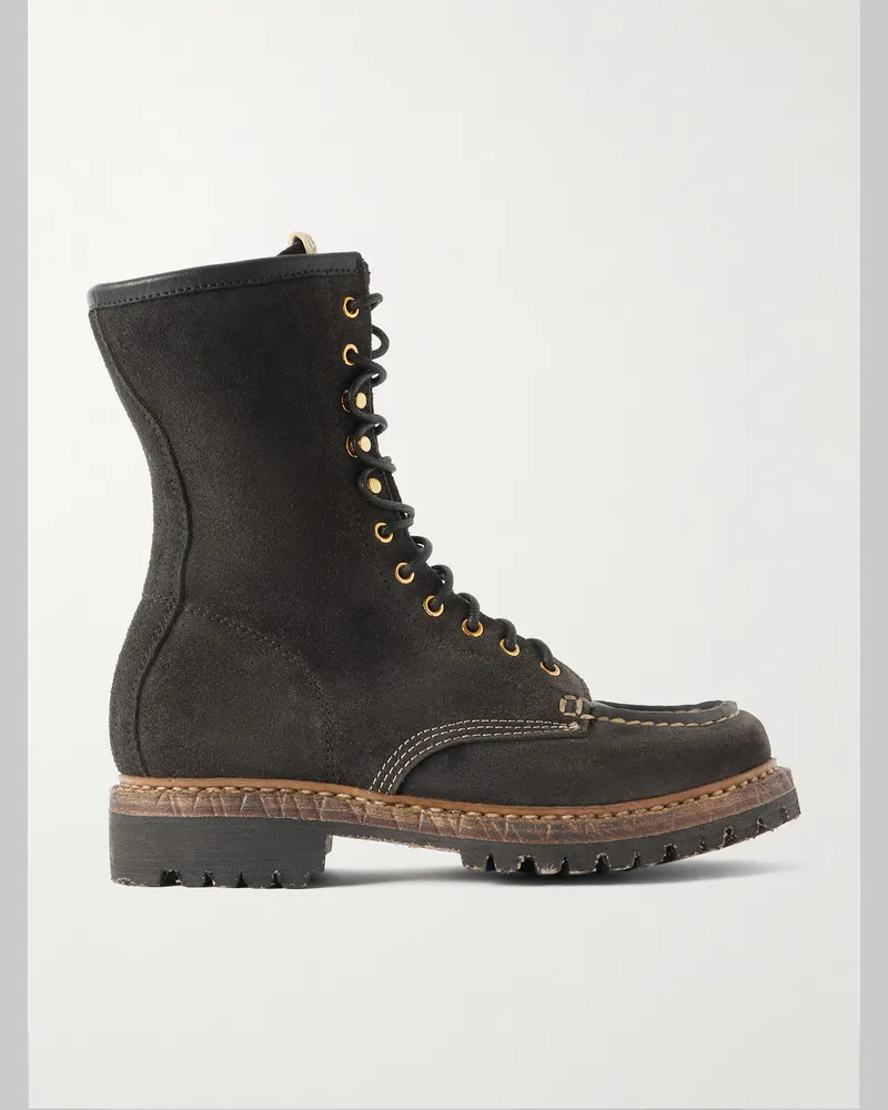 Visvim Hi-Folk Scout Moc Stiefel aus Veloursleder Schwarz